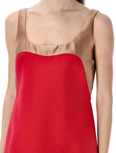 Shop Valentino Garavani Two Tone Mini Dress In Red + Sand