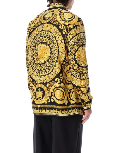 Shop Versace Barocco Silk Shirt In Black Gold