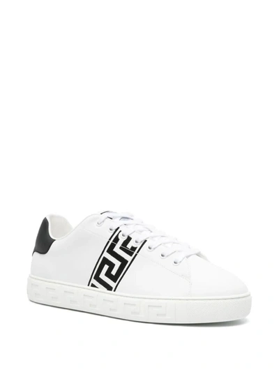 Shop Versace Sneaker Calf Leather Shoes In White