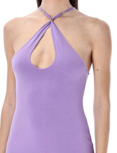 Shop Rotate Birger Christensen Rotate Elea Fringed Maxi Dress In Purple