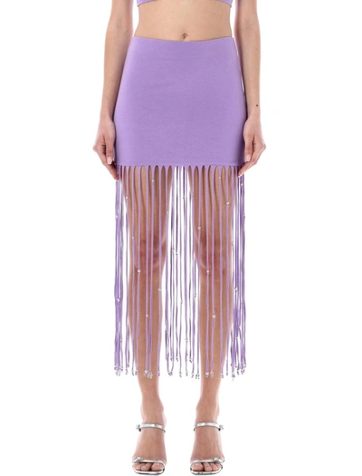 Shop Rotate Birger Christensen Rotate Noemi Fringed Skirt In Purple