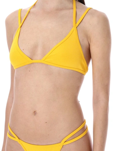 Shop Attico The  Lycra Rib Bikini In Yellow