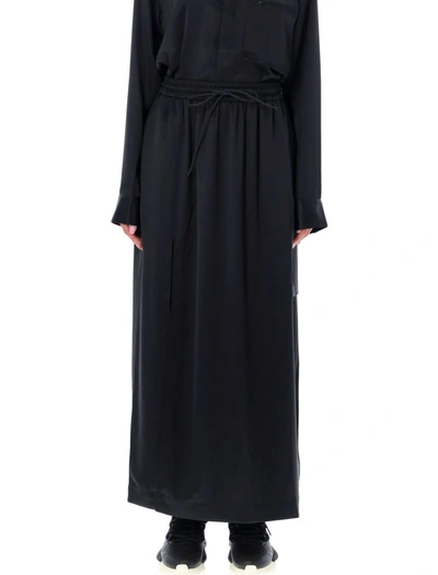Shop Y-3 Long Silk Skirt In Black