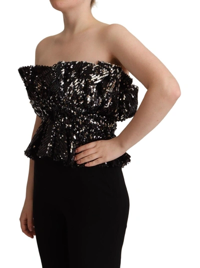 Shop Aniye By Elegant Strapless Sequined Women's Top In Black