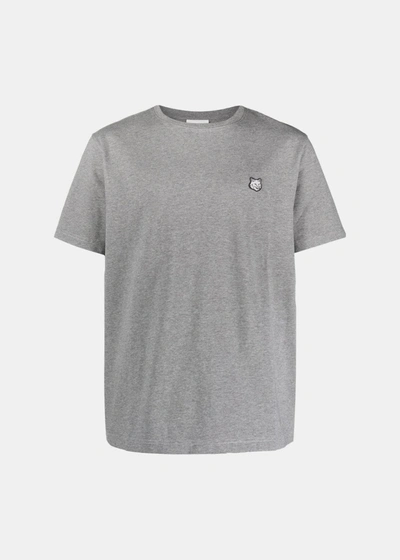 Shop Maison Kitsuné Maison Kitsune Grey Fox Head Patch T-shirt