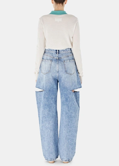 Shop Maison Margiela Washed Blue Re-cut Denim Jeans