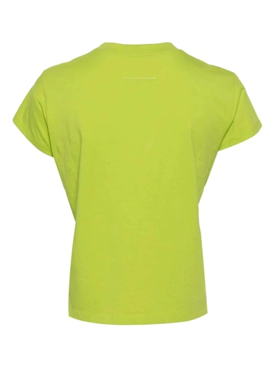 Shop Mm6 Maison Margiela Mm6 Women Cropped Neon Green T-shirt In 678 Neon Green