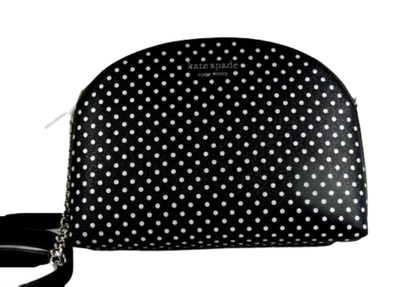 Shop Kate Spade Women's New York Spencer Metallic Dots Double Zip Crossbody Bag In Black/ White
