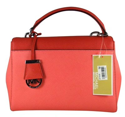 Michael Kors Ava Top Handle Satchel In Coral/watermelon