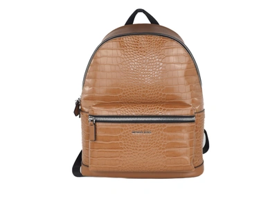 Shop Michael Kors Cooper Men's Luggage Croc Embossed Leather Backpack