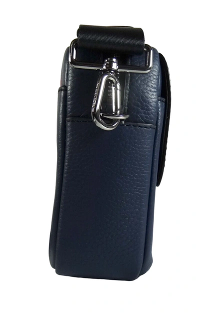 Shop Michael Kors Hudson Pebbled Leather Utility Messenger Crossbody Bag In Blue