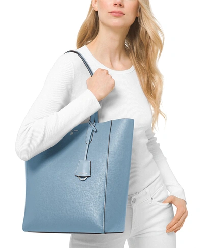 Shop Michael Kors Women's Sinclair Large North South Leather Shopper Tote Bag In Chambray