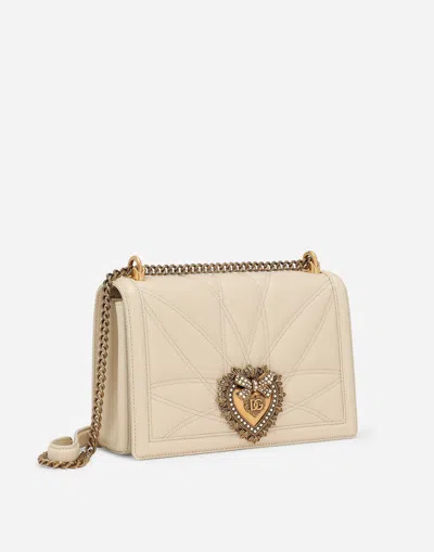 Dolce & Gabbana Medium Devotion Quilted Shoulder Bag In ホワイト