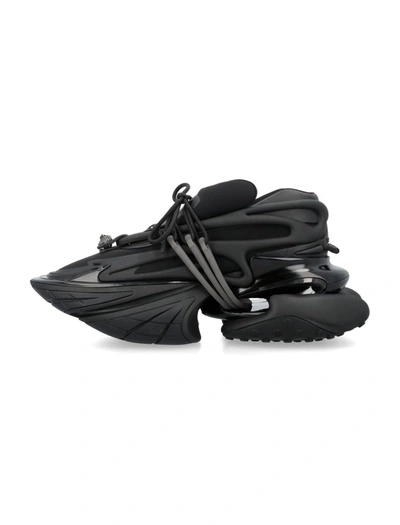Shop Balmain Leather Unicorn Low-top Sneakers In Black