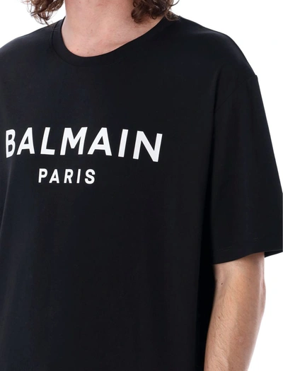 Balmain Logo-print Cotton T-shirt In Nero Bianco