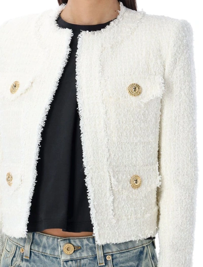 Shop Balmain Tweed Jacket In White