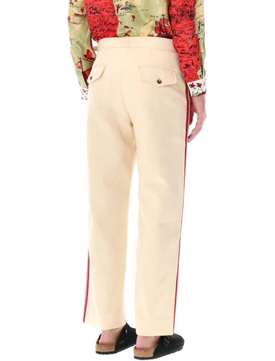 Shop Bode Beaded Stria Trousers In Red Cream