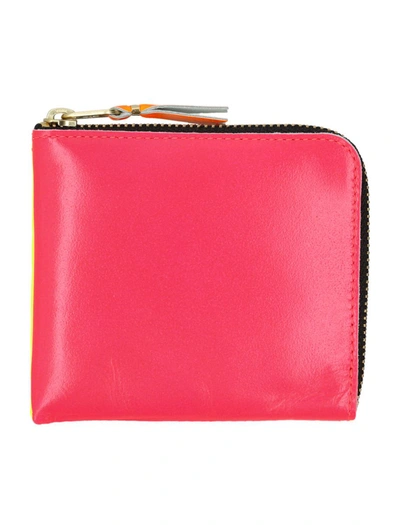 Shop Comme Des Garçons Super Fluo Small Zip Coin Wallet In Pink Yellow