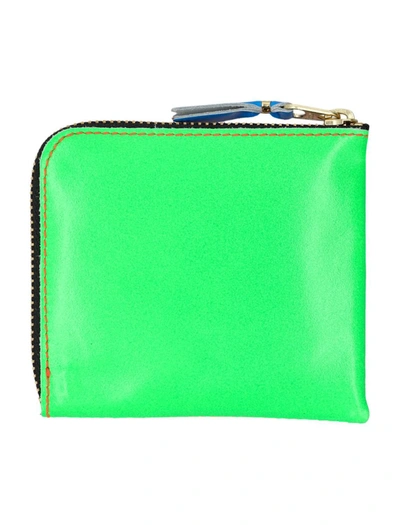 Shop Comme Des Garçons Super Fluo Small Zip Coin Wallet In Orange Green