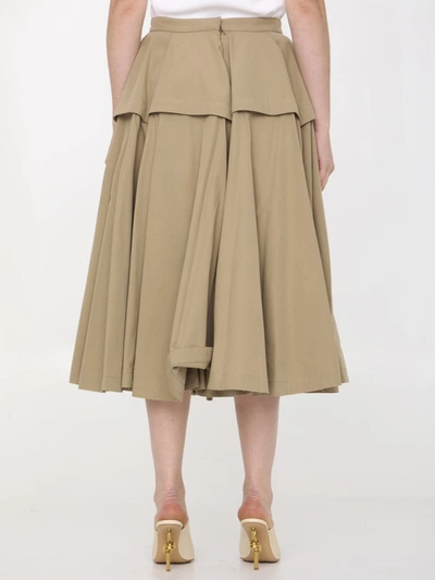 Shop Bottega Veneta Compact Cotton Skirt In Beige