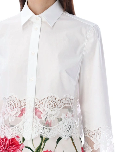 Shop Dolce & Gabbana Lace Insert Crop Shirt In White