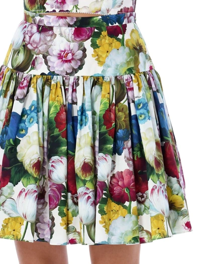Shop Dolce & Gabbana Short Cotton Skirt In Fiore Notturno