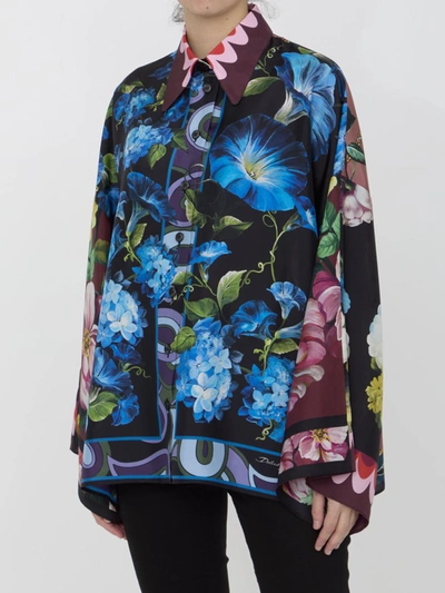 Shop Dolce & Gabbana Fiori Print Shirt In Black