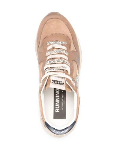 Shop Golden Goose Running Sole Glittered Sneakers In Silver Glitter/tabacco/taupe