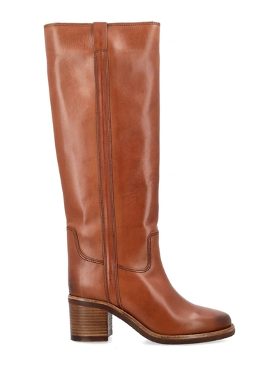 Shop Isabel Marant Seenia Leather Boots In Cognac