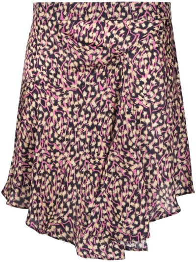 Shop Isabel Marant Selena Asymmetric Draped Skirt In Faded Night