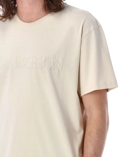 Shop Jw Anderson J.w. Anderson T-shirt With Logo Embroidery In Beige