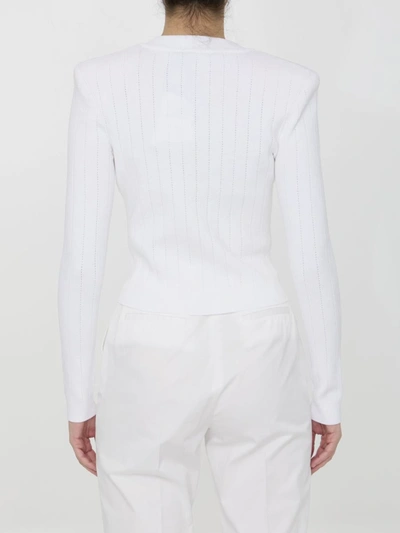 Shop Balmain Knit Cardigan In White