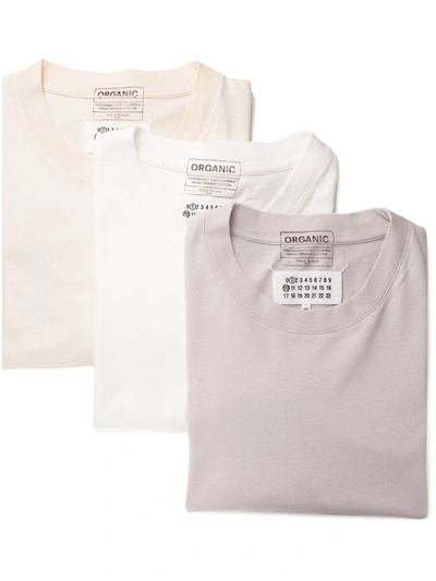 Shop Maison Margiela Cotton T-shirt Set In Grey White Cream