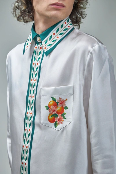 Shop Casablanca Classic Collar Long Sleeve Shirt - Oranges En Fleur