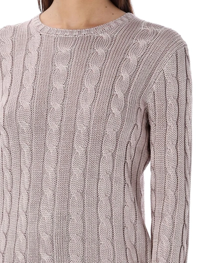 Shop Ralph Lauren Silk Cable-knit Sweater In Mauve