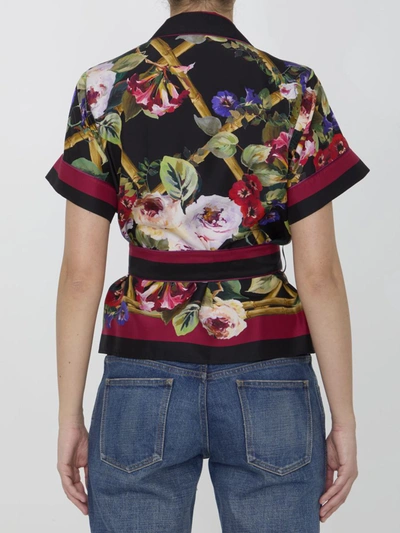 Shop Dolce & Gabbana Roseto Print Shirt In Black