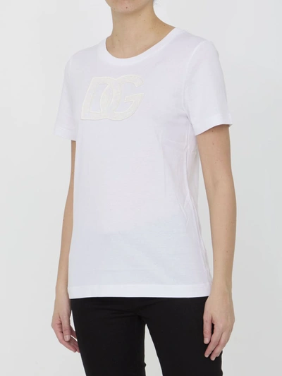 Dolce & Gabbana T-shirt With Logo Patch T-shirts White In White