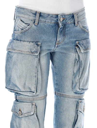 Shop Attico The  ''essie'' Cargo Jeans In Sky Blue