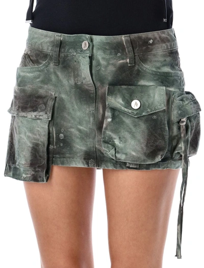 Shop Attico The  ''fay'' Mini Skirt In Green Camoufalge