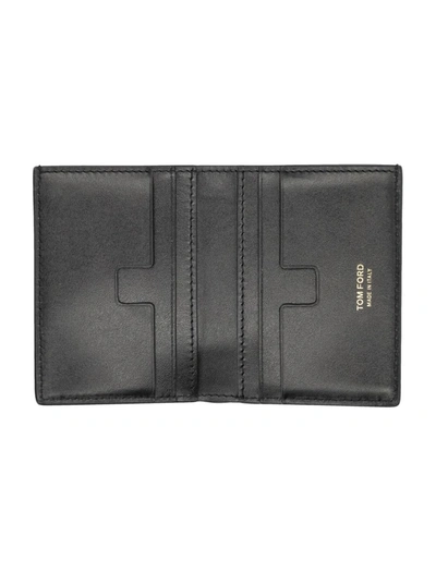 Shop Tom Ford Printed Croc Folding Wallet In Black