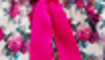 Shop Joe-ella Carloline Denim Floral Dress In Fuschia