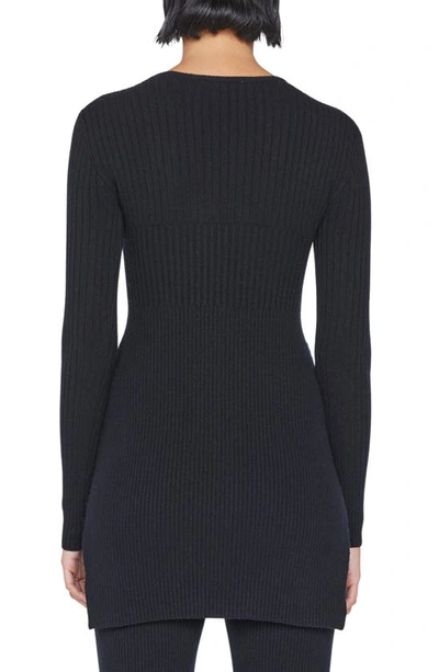 Frame Rib Cashmere Blend Tunic Sweater In Noir