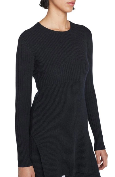 Frame Rib Cashmere Blend Tunic Sweater In Noir