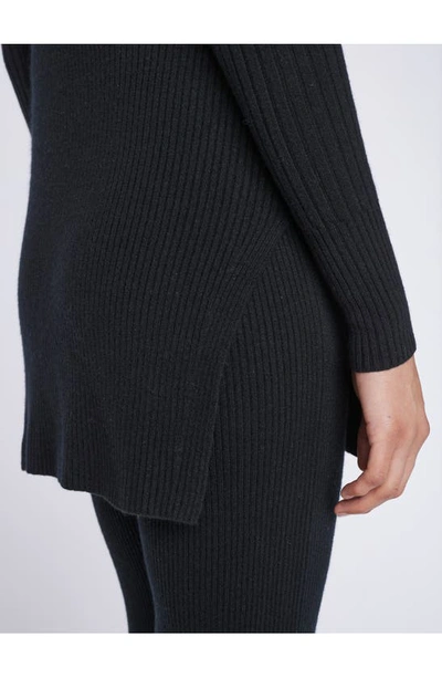 Frame Rib Cashmere Blend Tunic Sweater In Noir
