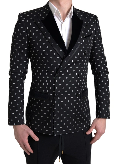 Shop Dolce & Gabbana Black Slim Fit Double Breasted Blazer