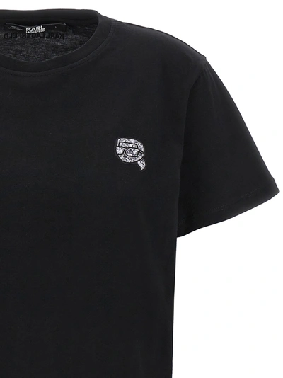 Shop Karl Lagerfeld Ikonik 2,0 Glitter T-shirt Black