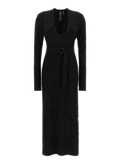 Shop Norma Kamali Long U-neck Dress Dresses Black
