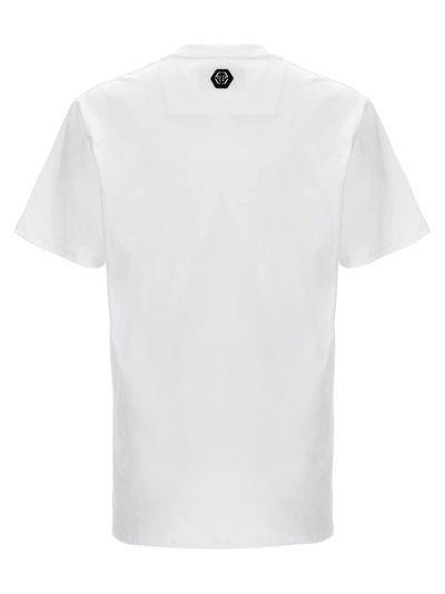 Shop Philipp Plein Rhinestone Logo T-shirt White
