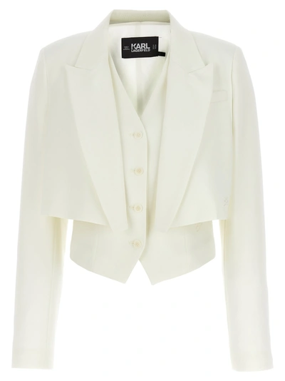 Shop Karl Lagerfeld Hun Blazer And Suits In White