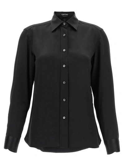 Shop Tom Ford Satin Shirt Shirt, Blouse In Black